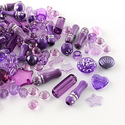 Acrylic Beads, Mixed Shapes, Purple, 5.5~28x6~20x3~11mm, Hole: 1~5mm(SACR-S756-01)