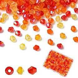 Transparent Acrylic Beads, Bicone, Orange Red, 4x4mm, Hole: 1~1.5mm, 100pcs/style(TACR-YW0002-06A-03)