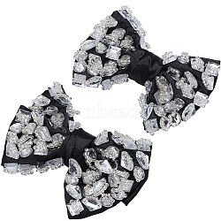 Bowknot Non-woven Fabrics Shoe Decoration, Detachable Alloy Rhinestone Shoe Buckle Clips, Crystal, 80x105x20mm(FIND-WH0139-290A)