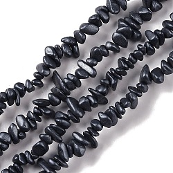 Electroplate Glass Beads Strands, Chip, Black, 2.5~6.5x3~10x4~12.5mm, Hole: 1mm, 33.86''(86cm)(GLAA-P062-B04)