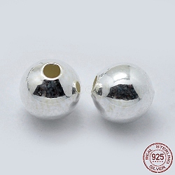 925 Sterling Silver Spacer Beads, Round, Silver, 5mm, Hole: 1.5~1.6mm, about 45pcs/10g(STER-K171-44S-5mm)