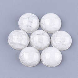 Glitter Resin Cabochons, Crackle Style, Half Round, Creamy White, 16x7mm(RESI-S374-20A)