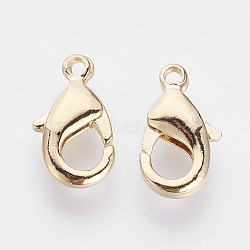 Brass Lobster Claw Clasps, Nickel Free, Real 18K Gold Plated, 12x7x2.5mm, Hole: 1mm(KK-S314-42G)