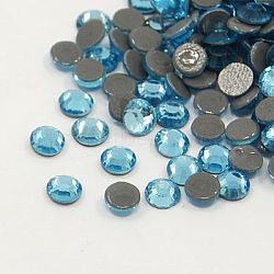 Glass Hotfix Rhinestone, Grade AA, Flat Back & Faceted, Half Round, Aquamarine, SS10, 2.7~2.8mm, about 1440pcs/bag(RGLA-A019-SS10-202)