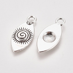 Tibetan Style Alloy Pendants, Horse Eye, Antique Silver, 21x9x2mm, Hole: 2mm(PALLOY-WH0067-25AS)