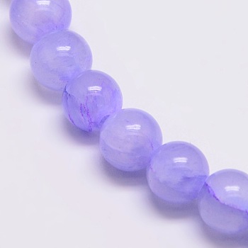 Dyed Natural Green Jade Beads Strands, Round, Lilac, 8mm, Hole: 1.5mm, about 46pcs/strand, 15.74 inch