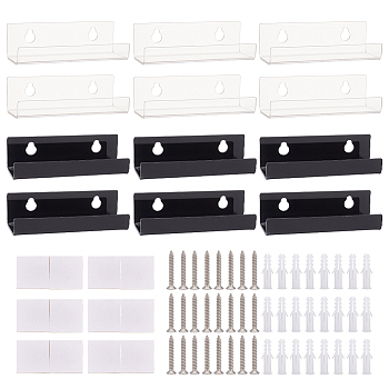 12 Sets 2 Colors Acrylic Vinyl Record Wall Holder, witth Screws, Mixed Color, 100x34.5x29mm, Hole: 9x12mm, 6 sets/color