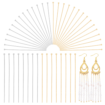 140Pcs 2 Colors 304 Stainless Steel Ball Head Pins, Golden & Stainless Steel Color, 70x0.7mm, Head: 2mm, 70pcs/color