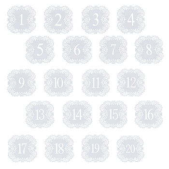 SUPERFINDINGS 2 Set 2 Style Paper Table Numbers Cards, with Hollow Out Lace Flowers Pattern, for Wedding, Restaurant, Birthday Party Decorations, White, 117x121mm, 1 set/style