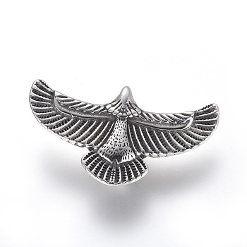 304 Stainless Steel Slide Charms, Eagle, Antique Silver, 30x50.5x12mm, Hole: 12.5x6.5mm