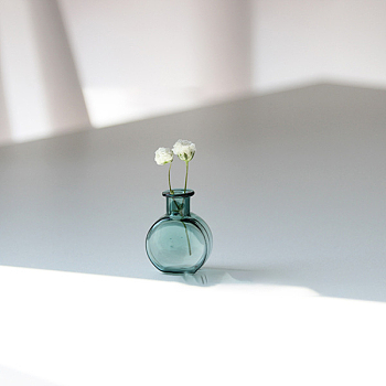Transparent Miniature Glass Vase Bottles, Micro Landscape Garden Dollhouse Accessories, Photography Props Decorations, Teal, 20x27mm.