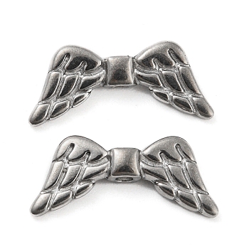 316 Stainless Steel Beads, Wings, Stainless Steel Color, 8.5x18.5x4mm, Hole: 1.5mm