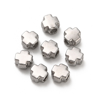 304 Stainless Steel Beads, Cross, Stainless Steel Color, 4x4x2.5mm, Hole: 1.4mm