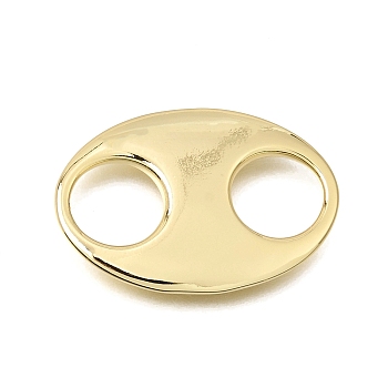 Brass Connector Charms, Oval Links, Long-Lasting Plated, Cadmium Free & Lead Free, Real 18K Gold Plated, 30x21x3mm, Hole: 10mm