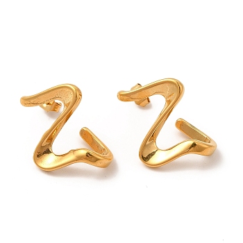 Vacuum Plating 304 Stainless Steel Twist Wave Stud Earrings for Women, Golden, 26x20x12mm, Pin: 0.7mm