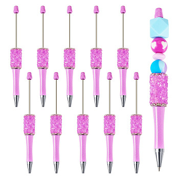 ABS Plastic Ball-Point Pen, Beadable Pen, for DIY Personalized Pen with Jewelry Bead, Violet, 144x15.5mm