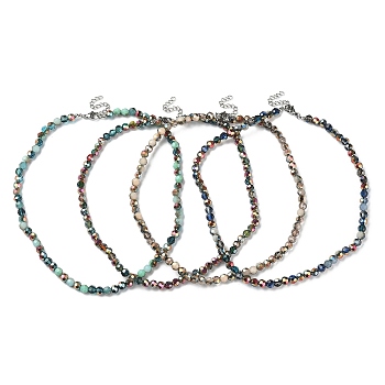 Sparkling Glass Beaded Necklace with 304 Stainless Steel Clasps, Mixed Color, 17.72 inch(45cm)