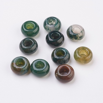Natural Indian Agate European Beads, Large Hole Beads, Rondelle, 14x7~8mm, Hole: 6mm