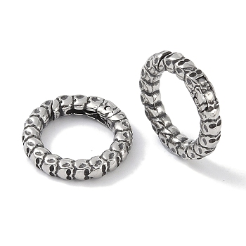 Tibetan Style 316 Surgical Stainless Steel Spring Gate Rings, Antique Silver, 19.5x3.5mm,