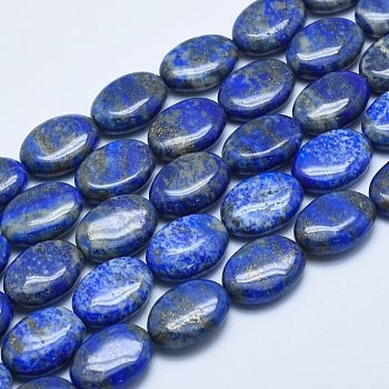 Natural Lapis Lazuli Beads Strands, Oval, 13~14x10~10.5x5~6mm, Hole: 1mm, about 29pcs/strand, 15.5 inch(39.5cm)