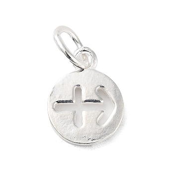 925 Sterling Silver Constellations Charms, with Jump Rings, Silver Color Plated, Sagittarius, 12x9x1.5mm, Hole: 3.5mm