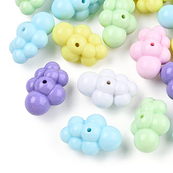 Opaque Acrylic Beads, Cloud, Mixed Color, 32.5x22.5x17mm, Hole: 2mm, about 94pcs/500g