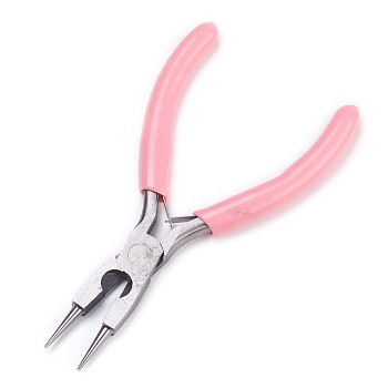45# Carbon Steel Jewelry Pliers, Round Nose Pliers, Wire Cutter, Polishing, Pink, 12.6x7.1x0.9cm