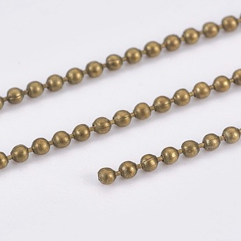 Iron Ball Chains, Beads Chain, Soldered, with Spool, Lead Free & Cadmium Free & Nickel Free, Antique Bronze, 1.5mm, about 328.08 Feet(100m)/roll