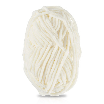 1 Skein Soft Crocheting Yarn, Thick Knitting Yarn for Scarf, Bag, Cushion Making, Floral White, 2~3mm, about 131.23 Yards(120m)/Skein
