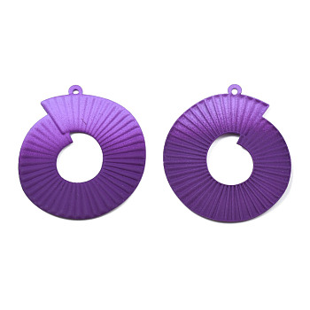 Spray Painted Iron Pendants, Round Ring, Purple, 47x40x2.5mm, Hole: 1.6mm