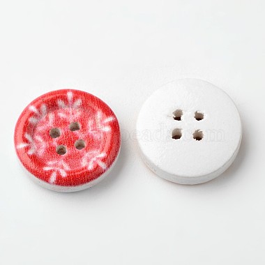 Flat Round 4-Hole Wooden Buttons(BUTT-D049-09)-2