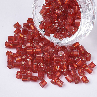 4mm Red Hexagon(Two Cut) Glass Beads