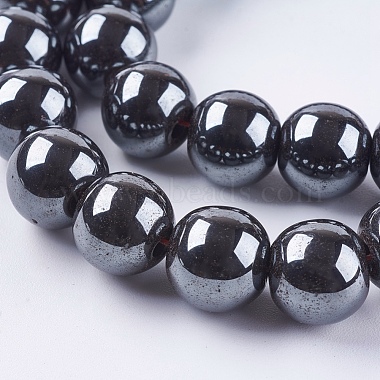 Non-magnetic Synthetic Hematite Bead Strands(G-R193-19-10mm)-3