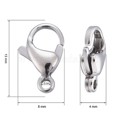 304 Stainless Steel Lobster Claw Clasps(STAS-AB13)-3