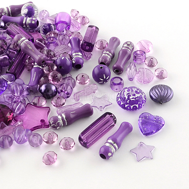 6mm Purple Mixed Shape Acrylic Beads