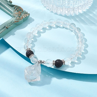 Natural Quartz Crystal Beaded Stretch Bracelets(BJEW-JB10070-05)-4