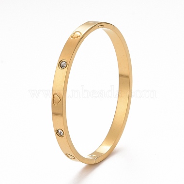 304 Stainless Steel Flat with Heart Pattern Bangle(BJEW-F430-01)-2