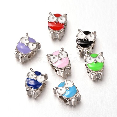 12mm Mixed Color Owl Alloy+Enamel Beads