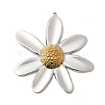 Two Tone 304 Stainless Steel Big Pendants, Golden & Stainless Steel Color, Flower, 52x46.5x6.5mm, Hole: 1.4mm(X-STAS-B120-01GP-02)