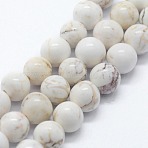 Natural Magnesite Beads Strands, Round, 10mm, Hole: 1mm, about 37pcs/strand,  14.76 inch(37.5cm)(X-G-I199-27-10mm)