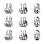Tarnish Resistant 304 Stainless Steel Bead Tips, Calotte Ends, Clamshell Knot Cover, Stainless Steel Color, 8x4mm, Hole: 2mm(STAS-R063-22)