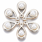 ABS Plastic Imitation Pearl Pendants, with UV Plating Acrylic Findings, Teardrop, Light Gold, 18x10x7.5mm, Hole: 2mm(OACR-R248-005LG)