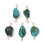 Natural Magnesite Connector Charms, Nuggets Links, with 304 Stainless Steel Eye Pins, Golden, 28~31x11~15x7~10mm, Hole: 2~2.5mm(PALLOY-JF05937-01)