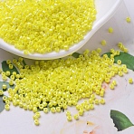 MIYUKI Delica Beads, Cylinder, Japanese Seed Beads, 11/0, (DB0160) Opaque Yellow AB, 1.3x1.6mm, Hole: 0.8mm, about 2000pcs/bottle, 10g/bottle(SEED-JP0008-DB0160)