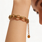 304 Stainless Steel Link Chain Bracelets for Women, Golden, 7.01 inch(17.8cm)(BJEW-A166-03G)