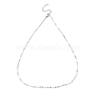 304 Stainless Steel Bar Link Chain Necklaces, Stainless Steel Color, 17.56 inch(44.6cm)(NJEW-K249-15P)