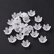 6-Petal Transparent Acrylic Bead Caps, Frosted, Flower, WhiteSmoke, 14x13x6mm, Hole: 2.2mm, about 2173pcs/500g(OACR-A017-10)