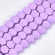 Spray Painted Non-magnetic Synthetic Hematite Beads Strands, Scallop, Violet, 8x9x4mm, Hole: 0.8mm, about 49pcs/strand, 15.7 inch(G-T116-23-09)