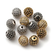 Nbeads 12Pcs Brass Micro Pave Cubic Zirconia Beads, Round, Mixed Color, 10x9.5mm, Hole: 2mm, 12pcs(ZIRC-NB0001-97)