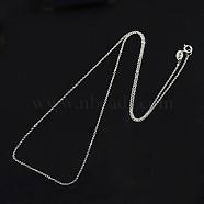 Sterling Silver Necklaces, Cable Chains, with Spring Ring Clasps, Thin Chain, Platinum, 16 inch, 1mm(X-STER-M034-32A)